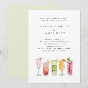 Modern Tropical Cocktails Wedding Engagement Party Invitation