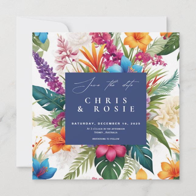 Modern Tropical Colourful Fall wedding invitation (Front)