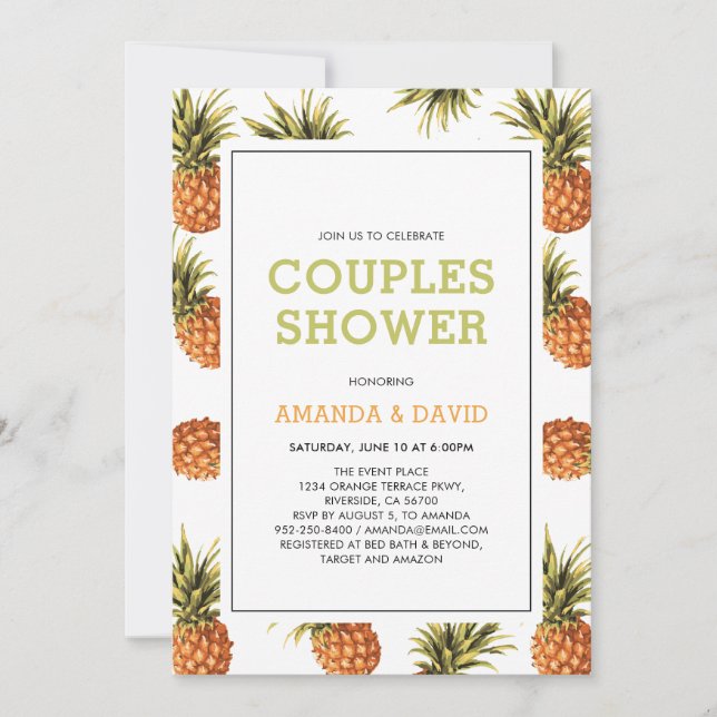 Modern Tropical Couples Wedding Shower Invitation (Front)