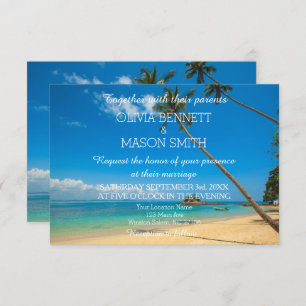 Modern Tropical Destination Beach Sea Wedding Card