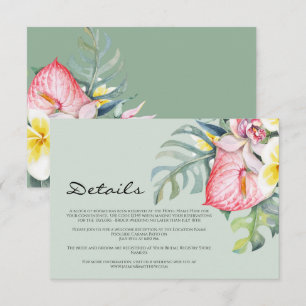 Modern Tropical Floral Hawaii Wedding Enclosure Card