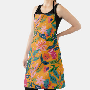 Modern Tropical Floral Pattern Apron