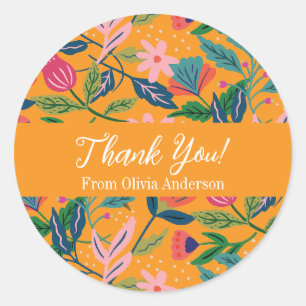 Modern Tropical Floral Pattern Classic Round Sticker
