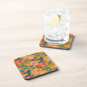 Modern Tropical Floral Pattern Coaster