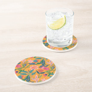 Modern Tropical Floral Pattern Coaster