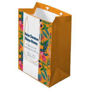 Modern Tropical Floral Pattern Medium Gift Bag