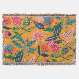 Modern Tropical Floral Pattern Throw Blanket