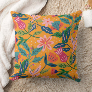Modern Tropical Floral Pattern Throw Pillow