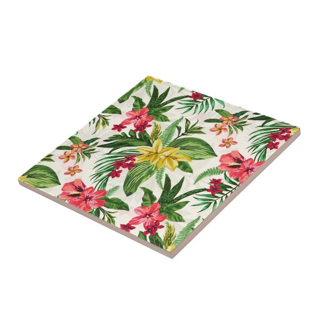 Modern Tropical Floral Pattern Tile (Side)
