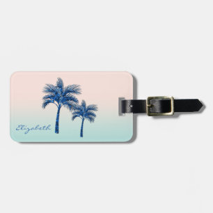 Modern Tropical,Glitter  Palm Trees Luggage Tag