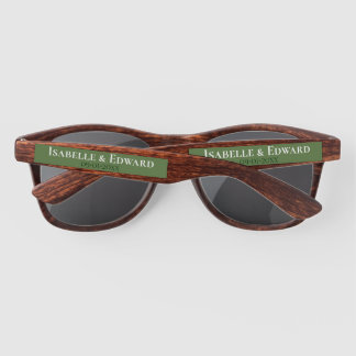 Modern Tropical Green & Wood Wedding Guest Favours Sunglasses