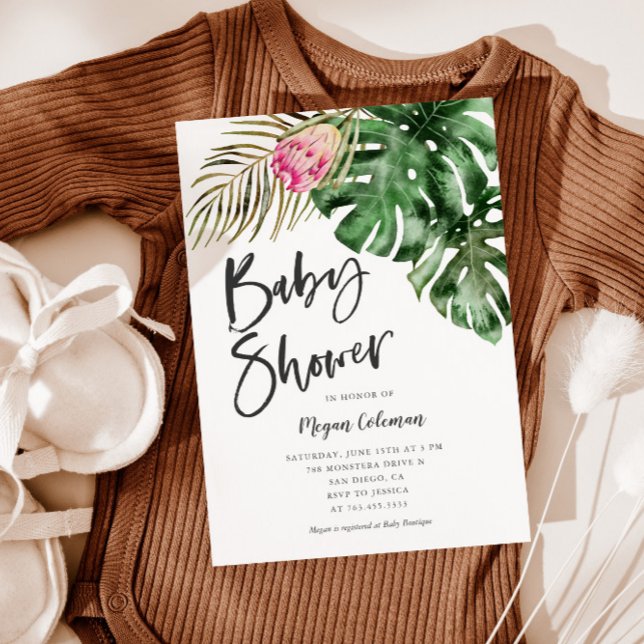 Modern Tropical Greenery Baby Shower Invitation (Creator Uploaded)