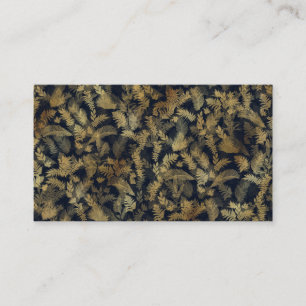 Modern Tropical Greenery Blue Gold Foliage Business Card