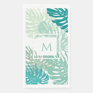 Modern Tropical Grenery Palm Leaves monogram Napkin