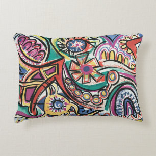 Modern Tropical-Hand Painted Abstract Art Accent Pillow