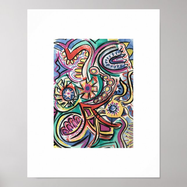Modern Tropical-Hand Painted Abstract Art Poster (Front)