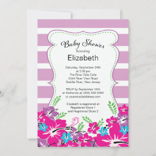 Modern Tropical Hibiscus Flowers Baby Shower Invitation