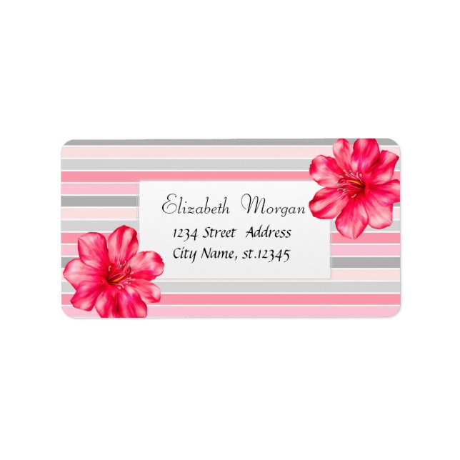 Modern Tropical ,Hibiscus  Stripe Label (Front)