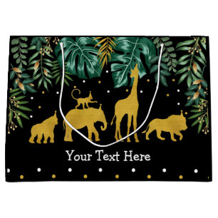 Modern Tropical Jungle Safari Animals Wild One Large Gift Bag