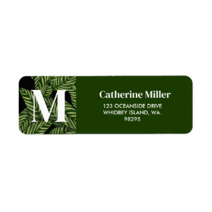 Modern Tropical Leaf Palm Plant Print Monogram