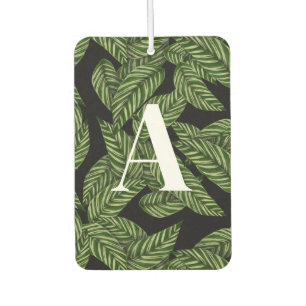 Modern Tropical Leaf Palm Plant Print Monogram Air Freshener