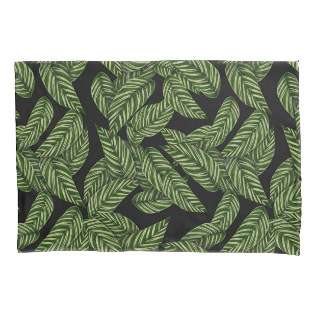 Modern Tropical Leaf Palm Plant Print Pillowcase (Front)