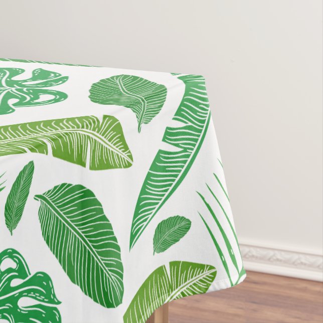 Modern Tropical Leafs Pattern Tablecloth (In Situ)