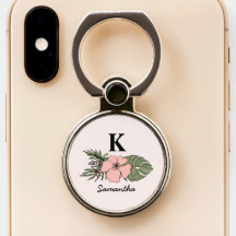 Modern Tropical Leaves Floral Monogrammed