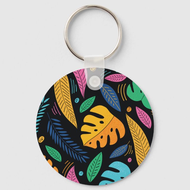 Modern tropical leaves: seamless background. keychain (Front)