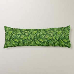 Modern Tropical Leaves Seamless Pattern Body Pillow