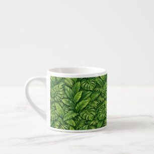 Modern Tropical Leaves Seamless Pattern Espresso Cup