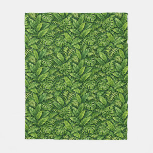 Modern Tropical Leaves Seamless Pattern Fleece Blanket