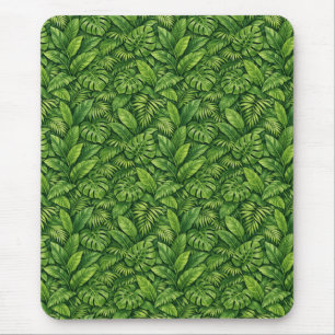 Modern Tropical Leaves Seamless Pattern Mouse Pad