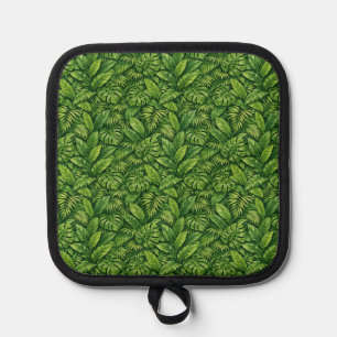 Modern Tropical Leaves Seamless Pattern Pot Holder