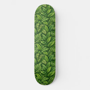 Modern Tropical Leaves Seamless Pattern Skateboard