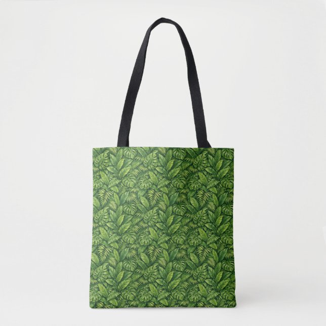 Modern Tropical Leaves Seamless Pattern Tote Bag (Front)