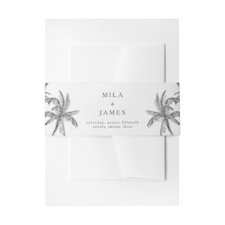  Modern Tropical Minimalist Custom Wedding  Invitation Belly Band
