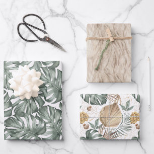 Modern Tropical Monstera Hawaiian Wrapping Paper Sheet
