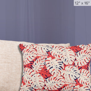 Modern Tropical Monstera Pattern Accent Pillow