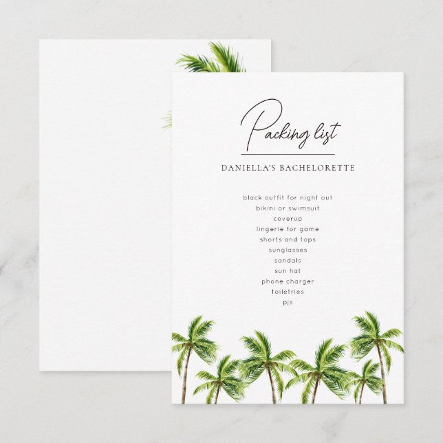 Modern Tropical Palm Bachelorette Weekend Packing (Front/Back)