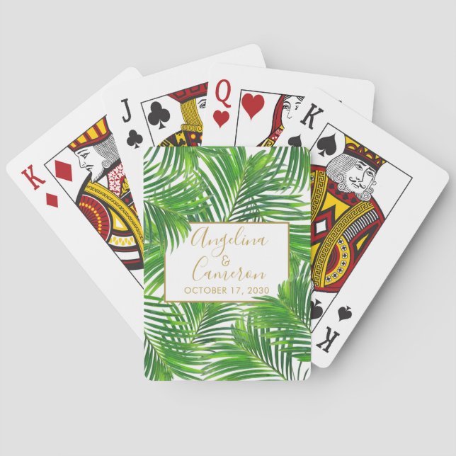 Modern Tropical Palm Greenery Playing Cards (Back)