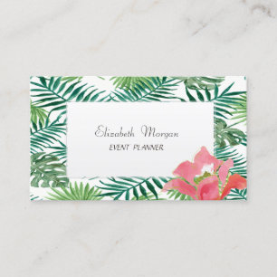 Modern  Tropical Palm Hawaiian Hibiskus Business Card