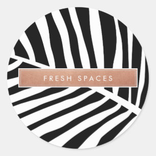 MODERN TROPICAL PALM LEAF cute white rose gold Classic Round Sticker
