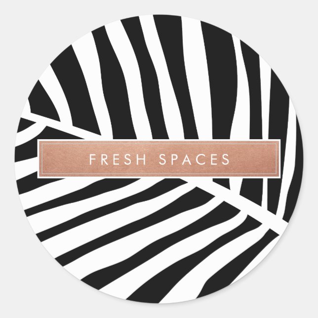 MODERN TROPICAL PALM LEAF cute white rose gold Classic Round Sticker (Front)