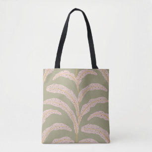 Modern Tropical Palm Leaf Pattern Sage Blush Tote Bag