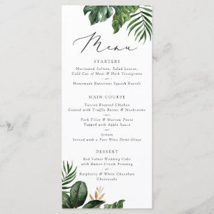 Modern Tropical Palm Leaf Typography Wedding Menu