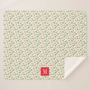Modern Tropical Palm Leaves Monogram Sherpa Blanket