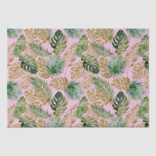 Modern Tropical Palm Leaves Monstera Gold Glitter Tissue Paper