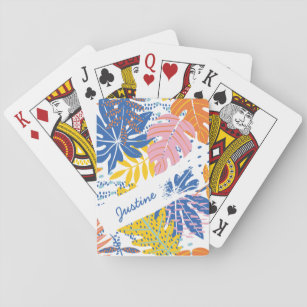 Modern Tropical Palm Pink Blue Yellow Playing Cards