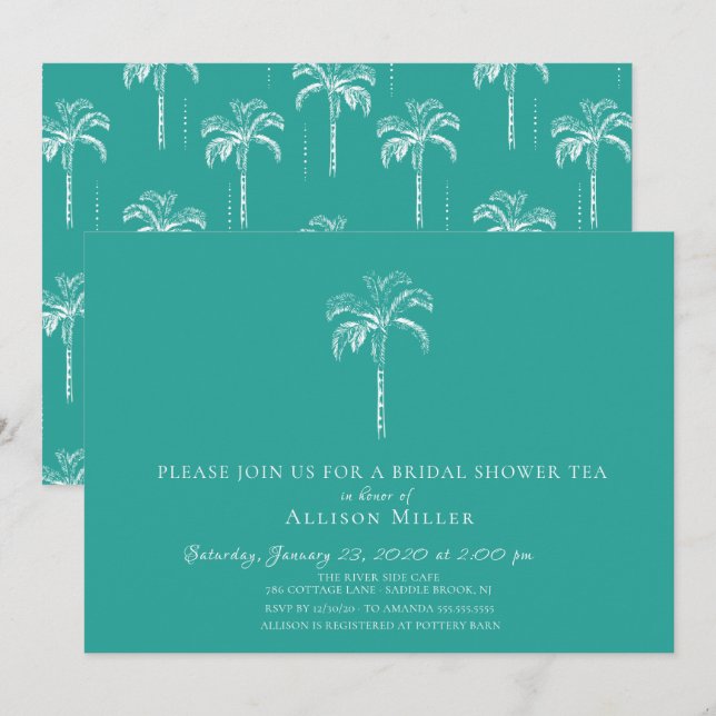 Modern Tropical Palm Tree Bridal Shower Invitation (Front/Back)